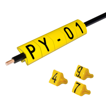PY01 (Size A) Black On White Chevron-Cut Wire Marker