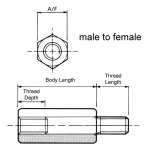 SP05-B-M3 5mm male to female hexagonal steel pillar