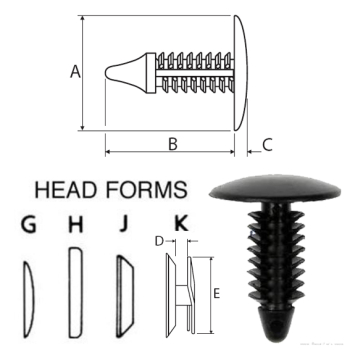 0666012 Black Pine Tree Clip Nylon 66 panel thickness range 1.5 - 8.9mm 0666012 Black Pine Tree Clip Nylon 66 panel thickness range 1.5 - 8.9mm