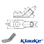 168R1245 Klauke DIN M12 compression 45° angled lug 95mm² 168R1245 Klauke DIN M12 compression 45° angled lug 95mm²