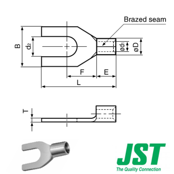 2-YS4A JST un-insulated spade terminal 1.04-2.63mm²