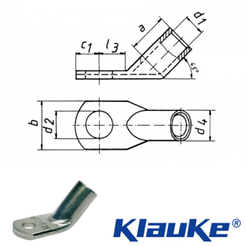 41R1045 Klauke R series M10 45° cable lug 6mm²