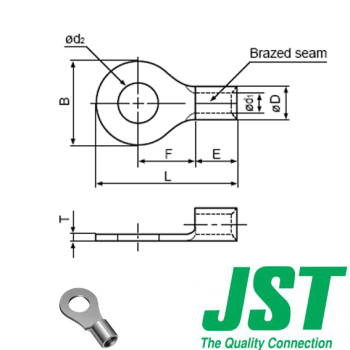 5.5-S5 JST un-insulated ring tongue terminal 2.63-6.64mm²
