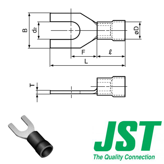 FVWS1.25-YS3A JST PVC insulated spade terminal 0.25-1.65mm² FVWS1.25-YS3A JST PVC insulated spade terminal 0.25-1.65mm²