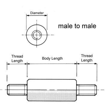 Male To Male Round Nylon Pillars With Brass Inserts