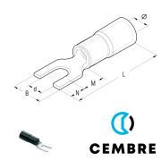 ANE2-U4 Cembre insulated fork terminal 10mm²