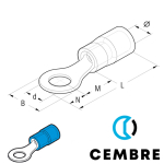 BF-M6/1 Cembre PVC insulated ring terminal 1.5-2.5mm²