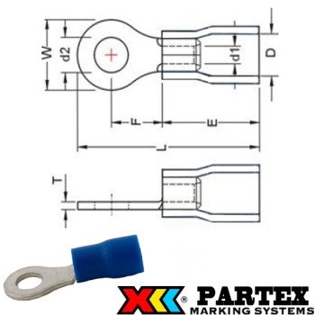 BR37 Partex pre-insulated ring terminal 1.5-2.5mm²