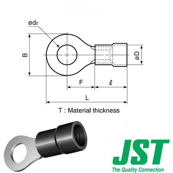 FNDWS5.5-S3 JST PVC insulated ring terminal with A.V. sleeve 2.63-6.64mm² FNDWS5.5-S3 JST PVC insulated ring terminal with A.V. sleeve 2.63-6.64mm²