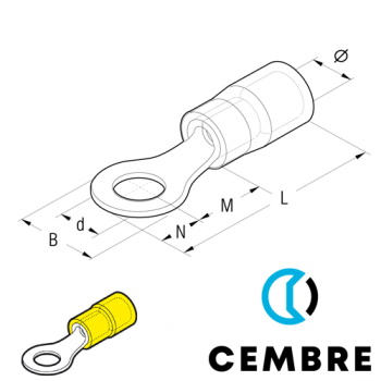 GF-M8/1 Cembre PVC insulated ring terminal 4-6mm²