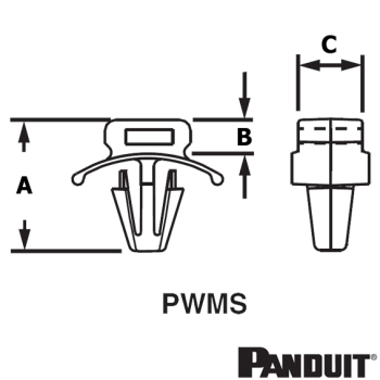 PWMS-H25-M winged push barb cable tie mount PWMS-H25-M winged push barb cable tie mount