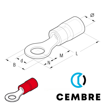 RF-M10 Cembre PVC insulated ring terminal 0.25-1.5mm²