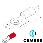 RF-M3.5/1 Cembre PVC insulated ring terminal 0.25-1.5mm²