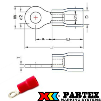 RR105 Partex pre-insulated ring terminal 0.5-1.5mm²