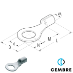S2.5-M3.5 Cembre un-insulated ring terminal 1.5-2.5mm²
